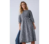 M&Co Petites Petite Blue Spot Print Midi Dress - Women's