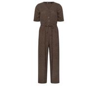 M&Co Petite Spot Print Tie Waist Jumpsuit - Women's Brown