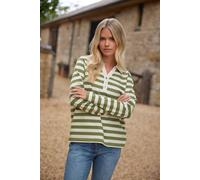 Petite Stripe Cotton Polo Shirt M&Co Green 10