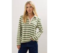 Petite Stripe Cotton Polo Shirt M&Co Green 14