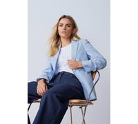 M&co Petite Stripe Seersucker Blazer In Blue Blue 18