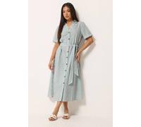M&co Petite Stripe Shirt Dress In Light Blue Light Blue