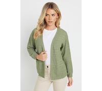 M&Co Women's Petite Tape Yarn Cardigan in Light Khaki | Size: 8-10 M&Co Light Khaki 8-10