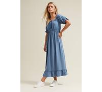 M&co Petite Tassel Detail Smock Dress In Blue Blue 18