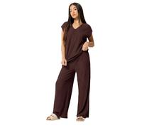 M&Co Petite Textured Wide Leg Trousers - Women's Brown