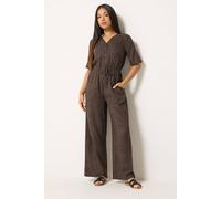 M&co Petite Tie Waist Jumpsuit In Light Brown Light Brown