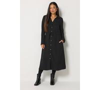 M&Co Women's Petite Tie Waist Maxi Shirt Dress in Black | Size: 10