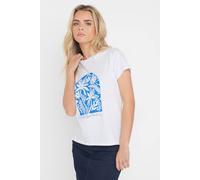M&Co Petites Petite Cotton 'Islas Baleares' Tropical Print Graphic T-Shirt - Women's White