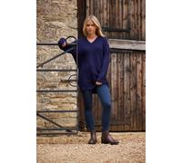 M&co Petite V-Neck Tunic Jumper In Dark Navy Dark Navy 16-18