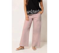 M&Co Women's Petite Wide Leg Carpenter Trousers in Light Pink | Size: 16 M&Co Light Pink 16