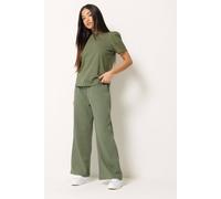 M&co Petite Wide Leg Joggers In Olive Olive