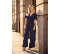 M&Co Petite Blue Wide Leg Jumpsuit - Women's