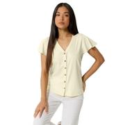 M&Co Women's Petite Short Sleeve Cotton Shirt in Lemon | Size: 14 M&Co Lemon 14