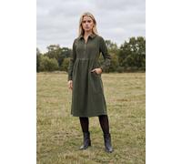 M&Co Women's Petite Zip Detail Twill Dress in Dark Green | Size: 10 M&Co Dark Green 10