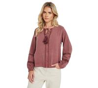 M&Co Petites Petite Acid Wash Tie Neck Blouse - Women's Pink