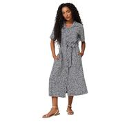 M&Co Petites Petite Blue Abstract Print Linen Shirt Dress - Women's