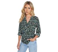 M&Co Petites Petite Blue Floral Print Pintuck Blouse - Women's
