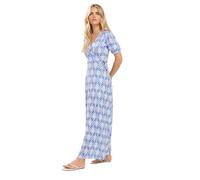 M&Co Petites Petite Blue Leaf Print Maxi Wrap Dress - Women's