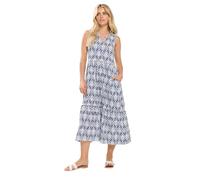 M&Co Petites Petite Blue Leaf Print Sleeveless Dress - Women's