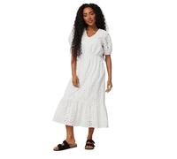 M&Co Petites Petite Cotton Broderie Tiered Dress - Women's White