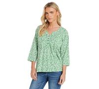 Petite Ditsy Floral 3/4 Sleeve Henley Top M&Co Green 12