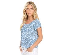 M&Co Petites Petite Ditsy Floral Print Tie Front Top - Women's Blue