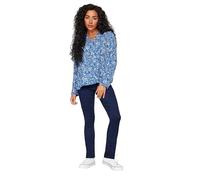 M&Co Petites Petite Floral Print Long Sleeve Blouse - Women's Blue