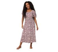 M&Co Petites Petite Floral Print Midi Dress - Women's Red