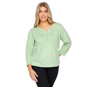 M&Co Petites Petite Green Cotton Henley Top - Women's