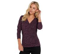 M&Co Petites Petite Leopard Print Wrap Top - Women's
