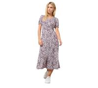 M&Co Petites Petite Pink & White Abstract Print Twist Front Dress - Women's