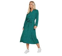 M&Co Petites Petite Teal Leopard Print Midi Shirt Dress - Women's