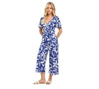 M&Co Petites Petite & White Leaf Print Jumpsuit - Women's