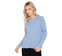 M&Co Petites Petite & White Stripe Cotton Button Detail Top - Women's