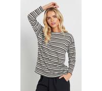 M&co Pleated Hem Stripe Top In Black Black 10