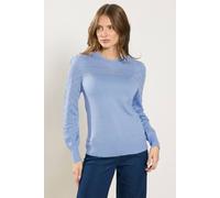 M&Co Women's Pointelle Sleeve Jumper in Light Blue | Size: 14-16 M&Co Light Blue 14-16