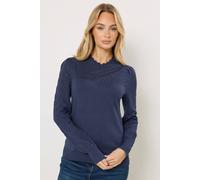 M&Co Women's Pointelle Sleeve Jumper in Mid Navy | Size: 18-20 M&Co Mid Navy 18-20