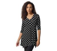 M&Co Women's Polka Dot Hanky Hem Top in Black | Size: 16 M&Co Black 16