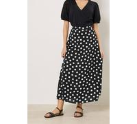 M&co Polka Dot Maxi Skirt In Black Black 12
