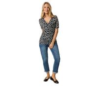 M&Co Polka Dot Mesh Short Sleeve Wrap Top - Women's Black