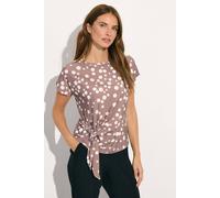 M&co Polka Dot Side Tie Top In Light Brown Light Brown 12