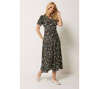 M&co Polka Dot Twist Front Dress In Chocolate Chocolate