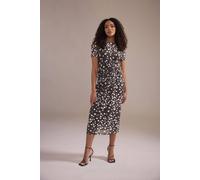M&co Polka Dot Twist Front Mesh Maxi Dress In Chocolate Chocolate