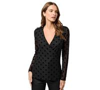 M&Co Polka Dot Velvet Wrap Top - Women's Black