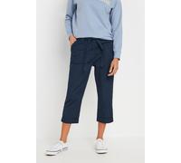 M&co Poplin Cropped Trousers In Dark Navy Dark Navy