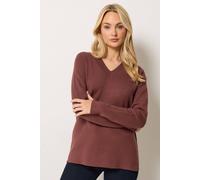 M&co Premium V-Neck Jumper In Brown Brown