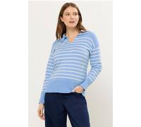 M&Co Women's Printed Collared Jumper in Blue | Size: 14-16 M&Co Blue 14-16