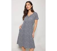 M&co Printed Henley Midi Dress In Mid Navy Mid Navy 10