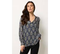 M&co Printed Metallic Shirt In Dark Navy Dark Navy