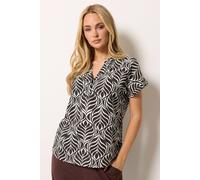 M&co Printed Notch Neck Top In Chocolate Chocolate
